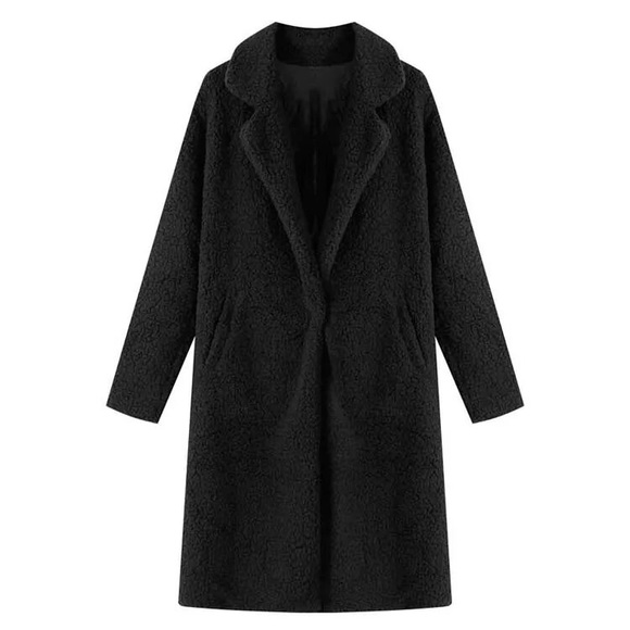 black Winter Teddy bear women coat faux fur jacket - Picture 3 of 3
